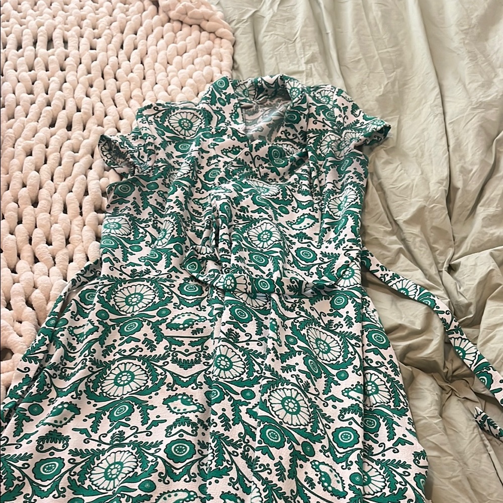 Eva Mendes for New York & Company Green Wrap Midi Dress